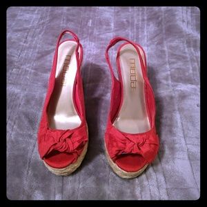 Red wedge sandals